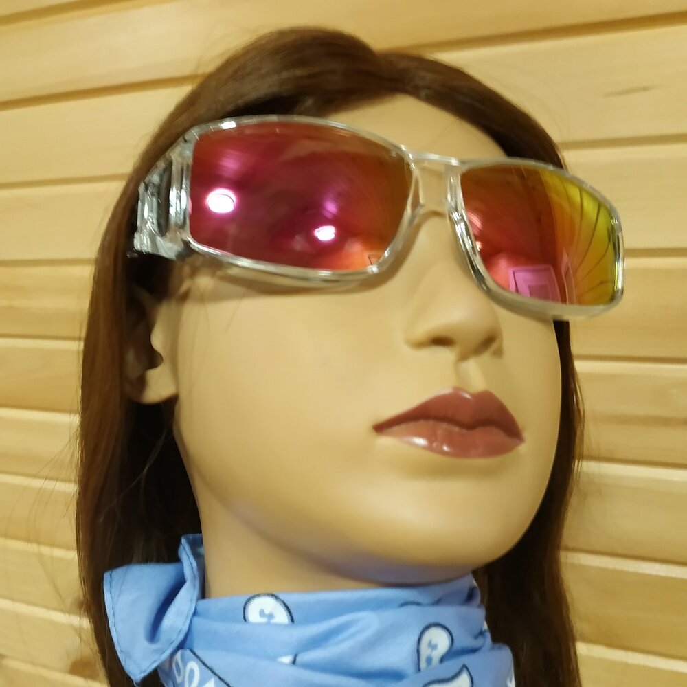 Fit-Over Polarized Sunglasses with Pink Lenses and Silver Translucent Frames